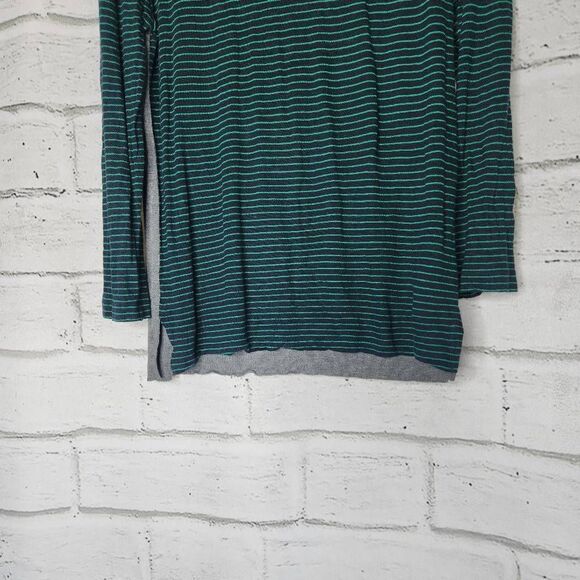T Alexander Wang Striped Linen Silk Blend Knit Long Sleeve Shirt Blue Green - Picture 3 of 14